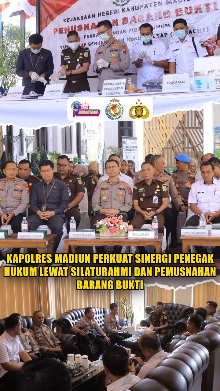 Kapolres Madiun Perkuat Sinergi Penegak Hukum Lewat Silaturahmi dan Pemusnahan Barang Bukti