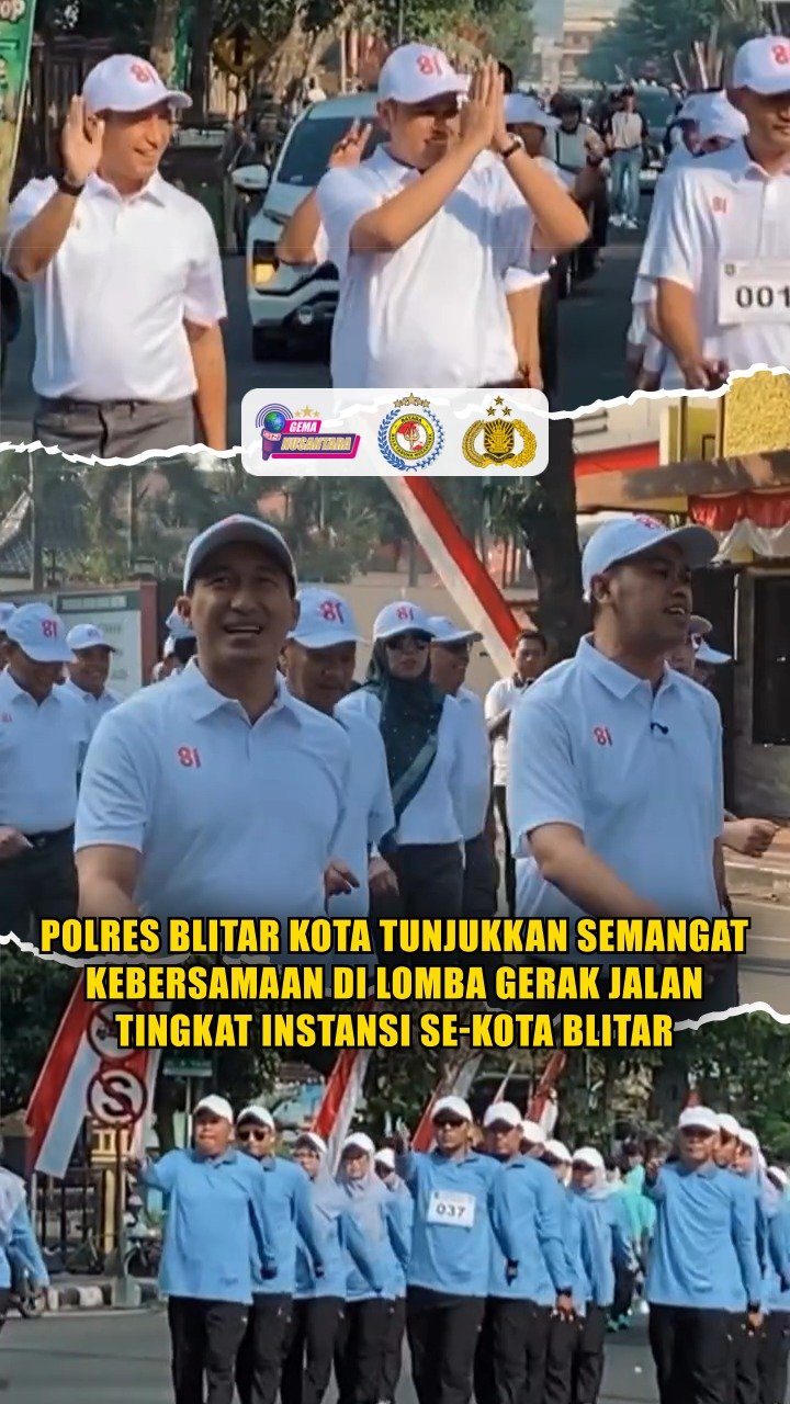 Polres Blitar Kota Tunjukkan Semangat Kebersamaan di Lomba Gerak Jalan Tingkat Instansi se-Kota Blitar