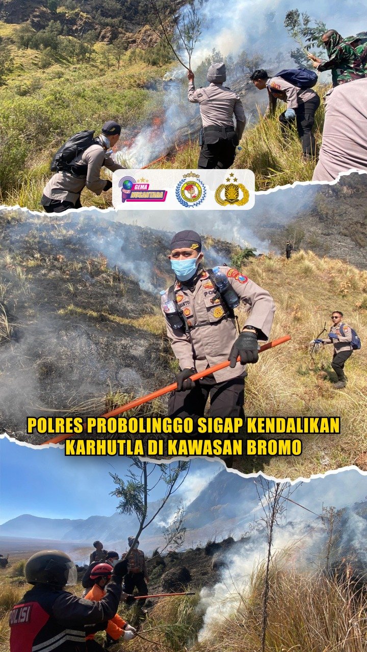 Polres Probolinggo Sigap Kendalikan Karhutla di Kawasan Bromo