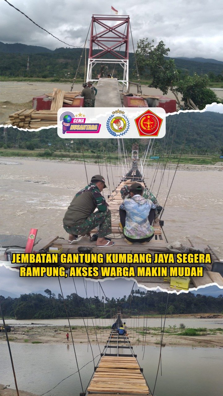 Jembatan Gantung Kumbang Jaya Segera Rampung, Akses Warga Makin Mudah