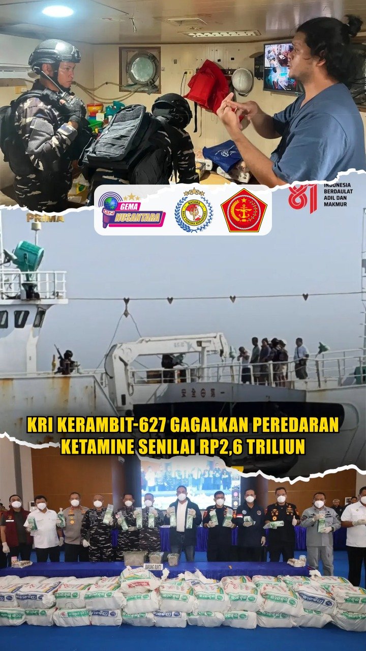 KRI Kerambit-627 Gagalkan Peredaran Ketamine Senilai Rp2,6 Triliun
