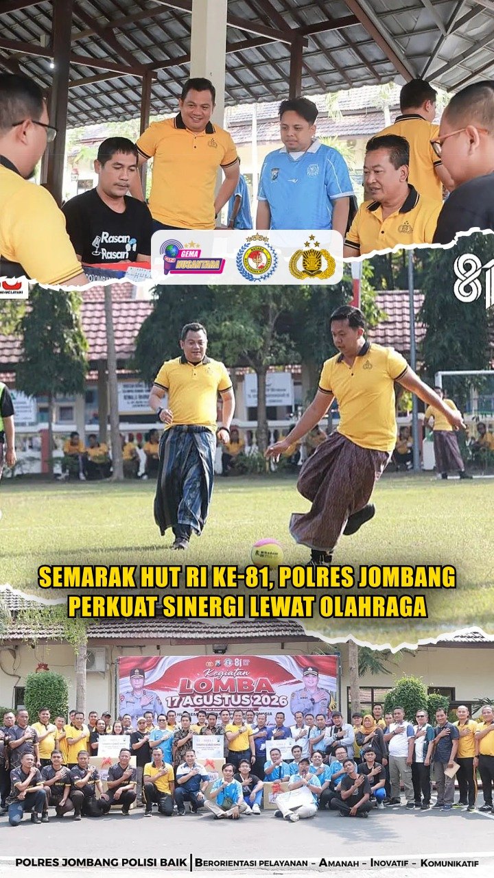 Semarak HUT RI ke-81, Polres Jombang Perkuat Sinergi Lewat Olahraga